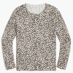 J.CREW Teddie Sweater Sz XXS Lightweight Leopard Print Shadow Cat Neutral Animal